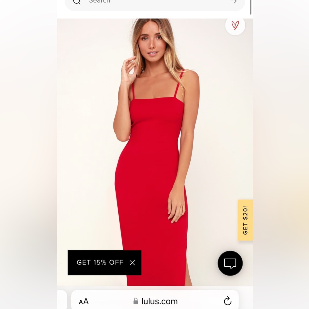 Lulus Paulina red bodycon midi dress